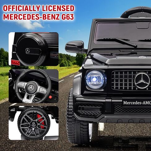 12V Kids Ride on Car, Licensed Mercedes Benz G63 Car for Kids w/Remote Control, Safety Lock, Soft Start, Wheels Suspension, LED Light, Bluetooth, Music Battery Powered Kids Cars to Drive, Red in Saudi Arabia