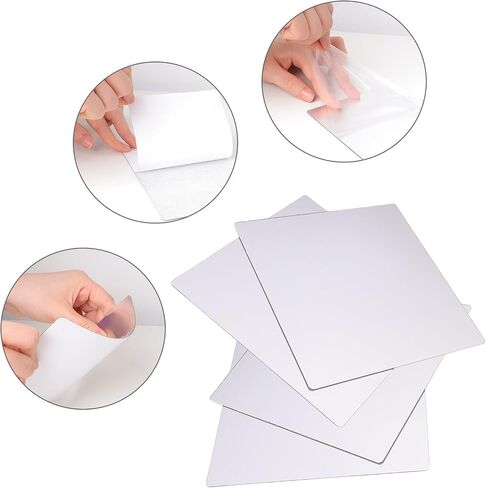 4Pcs School Shatter Proof Plastic Mirrors 8 x 8 Inch Self Adhesive Acrylic Mirror Small Flexible Mirror Sheets Wall Stickers Round Corners Double Sided Protective Film Supply for Classroom in Kuwait