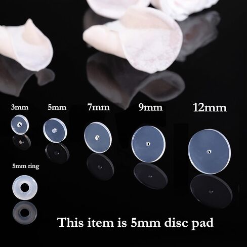 Silicone Earring Backs Stoppers for Piercings, 50 Pcs, 3~12mm Earlobe Support Patches, Clear Discs Stabilizer Pads for Healing Non Pull Piercings (12mm) in Saudi Arabia