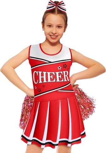 JenPen Cheerleader Costume for Girls Cute Cheerleading Outfit Cheer Uniform for Halloween Dress Up with Accessories in Saudi Arabia