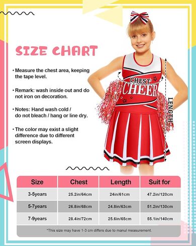 JenPen Cheerleader Costume for Girls Cute Cheerleading Outfit Cheer Uniform for Halloween Dress Up with Accessories in Saudi Arabia