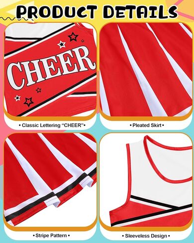 JenPen Cheerleader Costume for Girls Cute Cheerleading Outfit Cheer Uniform for Halloween Dress Up with Accessories in Saudi Arabia