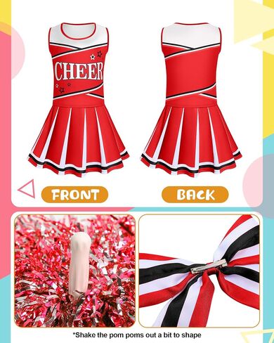 JenPen Cheerleader Costume for Girls Cute Cheerleading Outfit Cheer Uniform for Halloween Dress Up with Accessories in Saudi Arabia