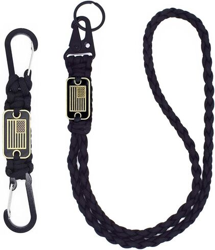 Paracord Keychain Carabiner Clip with USA Flag, Braided Lanyard Utility Ring Hook Outdoor Camping Kit, Lanyard Hanger Hook for Water Bottle, Key, Backpacks in Saudi Arabia