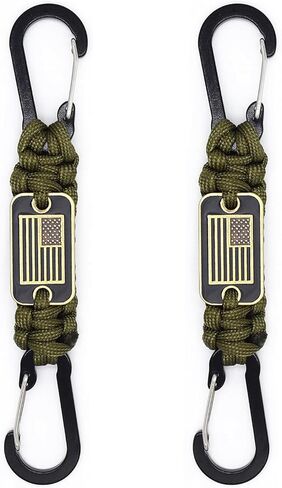 Paracord Keychain Carabiner Clip with USA Flag, Braided Lanyard Utility Ring Hook Outdoor Camping Kit, Lanyard Hanger Hook for Water Bottle, Key, Backpacks in Saudi Arabia