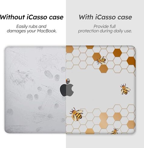 iCasso Compatible with MacBook Air 13 inch Case 2021-2018 Release A2337/A1932/A2179, Hard Shell Case Cover and Keyboard Cover Only for MacBook Air 13'' with Touch ID Retina Display (Clear) in Kuwait