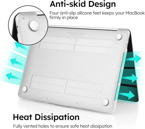 iCasso Compatible with MacBook Air 13 inch Case 2021-2018 Release A2337/A1932/A2179, Hard Shell Case Cover and Keyboard Cover Only for MacBook Air 13'' with Touch ID Retina Display (Clear) in Kuwait