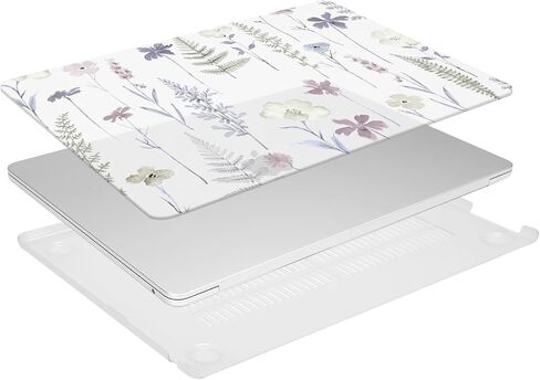 حافظة MOSISO متوافقة مع جهاز MacBook Air 15 بوصة إصدار 2023 2024 M3 A3114 M2 A2941 مع معرف اللمس، غطاء حماية صلب من البلاستيك على شكل مرج الزهور وغطاء لوحة المفاتيح، شفاف in Saudi Arabia