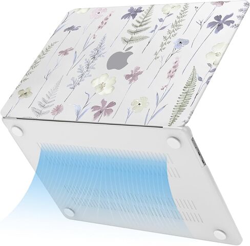 حافظة MOSISO متوافقة مع جهاز MacBook Air 15 بوصة إصدار 2023 2024 M3 A3114 M2 A2941 مع معرف اللمس، غطاء حماية صلب من البلاستيك على شكل مرج الزهور وغطاء لوحة المفاتيح، شفاف in Saudi Arabia