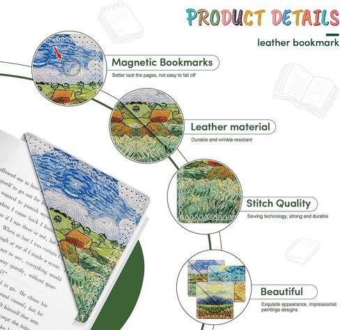 Personalized Leather Bookmarks, Magnetic Corner Bookmarks Book Mark Page Magnetic Markers with Magnetic Buckle for Book Lovers Kids Women Students Teachers School Home Office Reading Supplies (3pack) in Saudi Arabia