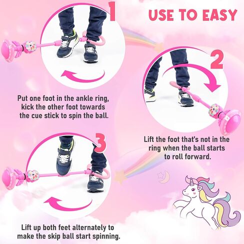 YOTOY Ankle Skip Ball for Kids Toys Age 6-10 Years Old, Unicorn Skip It Toy for Kids, Indoor & Outdoor Toys for Kids, Birthday Gift for 6 7 8 9 10 Year Old Girls in Saudi Arabia