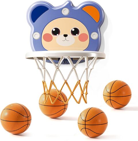 TEMI Indoor Mini Basketball Hoop for Toddlers Kids Boys Age 2 3 4 5 6, Toddlers Basketball Hoop with 4 Balls & Electronic Scoreboard, Toddler Boys Toys, Christmas Birthday Toys Gifts for Boys 3 4 5 6 in Saudi Arabia