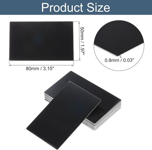 uxcell 15Pcs Blank Metal Business Cards 80 x 50 x 1mm Anodized Aluminum Sheet Name Card for Laser Engraving DIY Cards, Black in Saudi Arabia