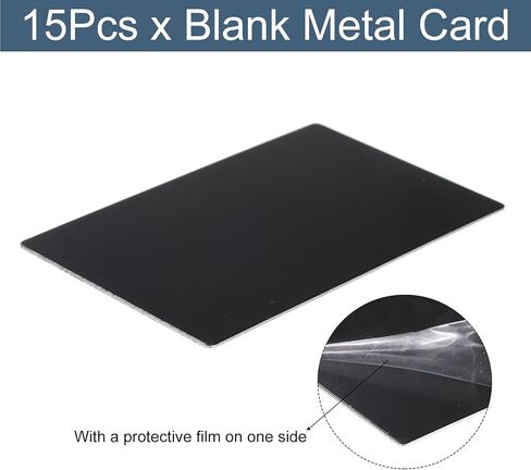 uxcell 15Pcs Blank Metal Business Cards 80 x 50 x 1mm Anodized Aluminum Sheet Name Card for Laser Engraving DIY Cards, Black in Saudi Arabia