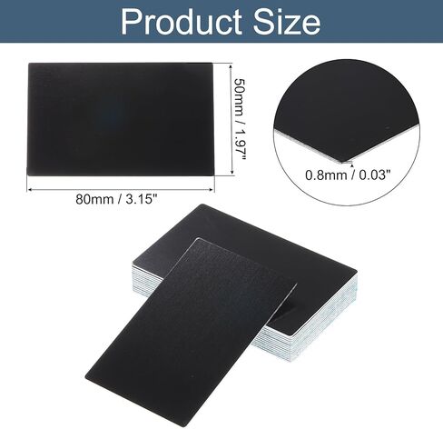 uxcell 15Pcs Blank Metal Business Cards 80 x 50 x 1mm Anodized Aluminum Sheet Name Card for Laser Engraving DIY Cards, Black in Saudi Arabia