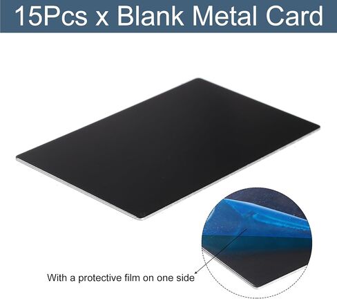 uxcell 15Pcs Blank Metal Business Cards 80 x 50 x 1mm Anodized Aluminum Sheet Name Card for Laser Engraving DIY Cards, Black in Saudi Arabia