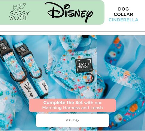 Dog Adjustable Harness - Disney Princess Cinderella - S, Breathable Mesh, No Pull Design with Two D-Rings, Perfect for Small Dogs and Puppies - Officially Licensed in Kuwait