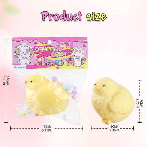 2 PCS Chick Squishies Toys, Stretchy Chick Stress Relief Simulation Fake Chick Fidget Toy for Adults Teenage Party Favors in Saudi Arabia