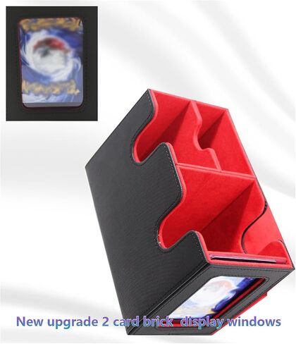 Collectible Trading Card Caseswith1Commander Display,Leather Magnetic Card Storage Box for 180 Double-Sleeved Cards. Collectible Trading CardCaseswith2 Dividers &Transparent Card (Black & Gray) in Saudi Arabia