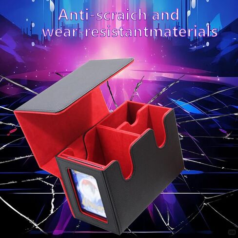 Collectible Trading Card Caseswith1Commander Display,Leather Magnetic Card Storage Box for 180 Double-Sleeved Cards. Collectible Trading CardCaseswith2 Dividers &Transparent Card (Black & Gray) in Saudi Arabia