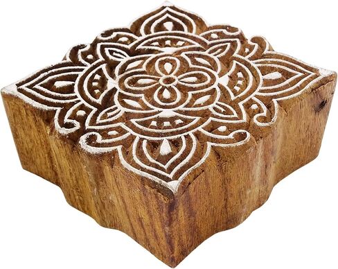 Knitwit Indian Decorative Floral Wooden Textile Stamps Wood New Indian Printing Block in Saudi Arabia