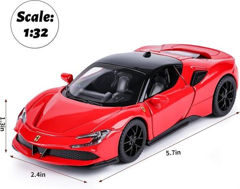 Toy Cars Ferrari Model for Kids 1:32 Diecast Metal Toy Cars,Pull Back Car with Light and Music Ferrari SF90 Toy Car Collectible Model Cars,for Boys Age 3 + Year Old in Kuwait
