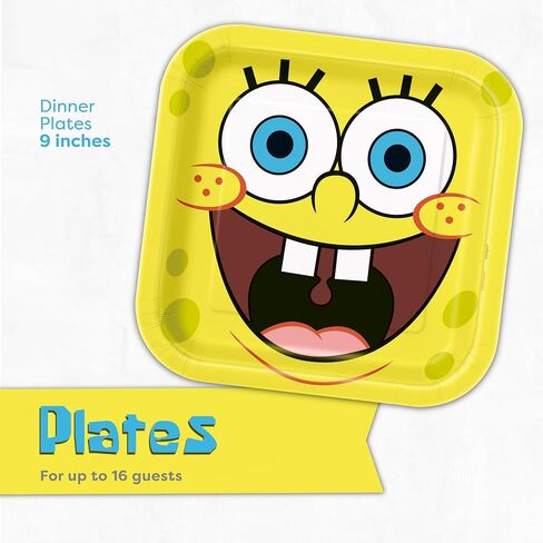 Spongebob Plates and Napkins for 16 | Spongebob Birthday Decorations | Spongebob Party Decorations | Officially Licensed in Saudi Arabia