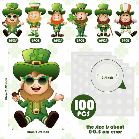 Junkin 60 Pcs St. Patrick's Day Cutouts Classroom Bulletin Border Decoration Shamrock Cutouts Gold Hat Beer Mug Cutouts Irish Elf Shoes Cutouts for St. Patrick's Day(Leprechaun) in Saudi Arabia