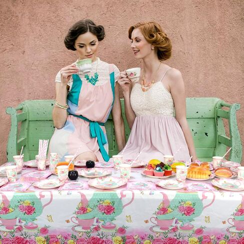 KEFAN Tea Birthday Party Decorations, Tea Theme Party Tableware Supplies including Plates, Cups, Napkins, Tablecloth (20) in Kuwait