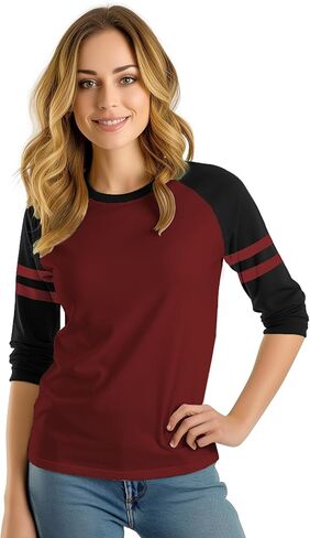 تي شيرتات بيسبول Decrum Raglan - قمصان جيرسي رياضية ناعمة بأكمام 3/4 للنساء in Kuwait