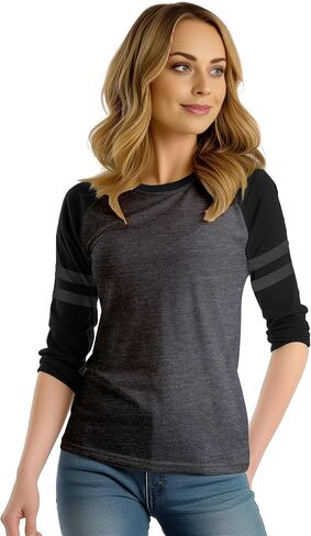 تي شيرتات بيسبول Decrum Raglan - قمصان جيرسي رياضية ناعمة بأكمام 3/4 للنساء in Kuwait