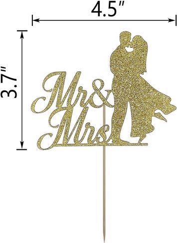 طبقة علوية للكيك لامعة باللون الذهبي من Mr & Mrs، لذكرى الزفاف/الخطوبة/حفلات الزفاف، مستلزمات تزيين خلفية للصور in Saudi Arabia