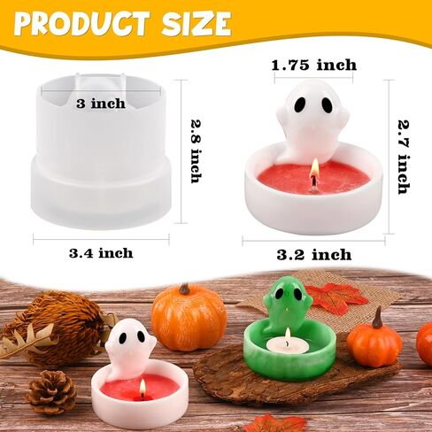 Actvty شبح شمعة حامل الراتنج العفن، هالوين شبح Tealight شمعة حامل قوالب السيليكون لصب الراتنج، 3D الكرتون شبح الايبوكسي قوالب DIY الراتنج الفن هدية عيد الهالوين الحلي ديكور المنزل in Kuwait