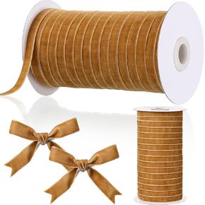 Chuangdi 3/8 Inch, 60 Yard Christmas Brown Velvet Ribbon Wide Vintage Velvet Ribbons for Christmas Tree Ornaments Flower Bouquets Wedding Wreath Bow Making DIY Craft Choker