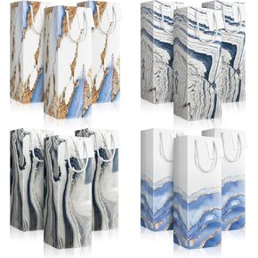 Upscale Marble Design Wine Bottle Bags - 12 PC Tall Gift Bags