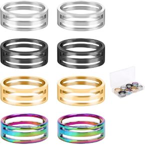 8pcs Jump Ring Opening and Closing Ring Tools, Jump Ring Opener Tool Stainless Steel Jump Ring Split Opener Circle Jump Ring Opener Finger Tool for Craft Projects Making Jewelry Makers Supplies