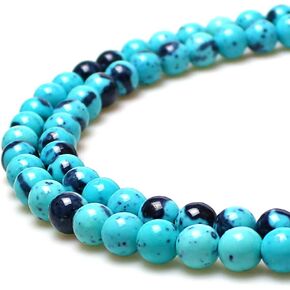 JARTC 5A Smooth Round Rain Flower Stones Beads DIY Bracelet Jewely Making 15'' (10mm, Blue Green)