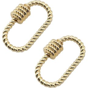 2PCS Ring Buckle Screw Carabiner Lock Charms Clasps Gold Plated Keychain Clip Hook for Necklaces Jewelry Making