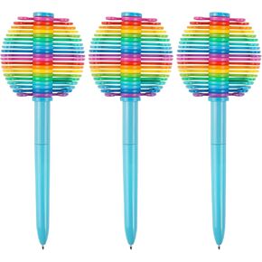 3 pcs Fidget Pen,Decompression Ballpoint Pen, Multifunction Writing Ballpoint Pen, Multi Colored Pen for Office Desk Toys, Novelty Gifts for Kids Children Students (Rainbow blue)