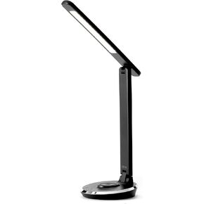 iHome Desk Lamp with Charging Station, Reading Light with Wireless Charging and USB Charging – Black (ILW200B)