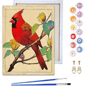 Reofrey Framed Paint by Numbers Kit for Adults & Beginner - 8x12 Inch Canvas Bird Paint by Numbers - Animals Educational & Creative Art Set for Beginners - Perfect for Home Wall Decoration