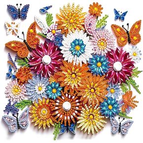 مجموعات الطلاء الماسي من QENSPE للبالغين، لوحات فنية ماسية على شكل زهرة خاصة للمبتدئين، فنون وحرف يدوية 5D DIY لديكور الحائط المنزلي 12 × 12 بوصة in Kuwait