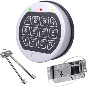 Replacement Chrome Keypad Electronic Safe Lock, with Solenoid Lock & 2 Override Keys Chrome Keypad DIY Safe Electronic Lock, Fit All Kinds of safes, Home safes, Vault Doors, and More.