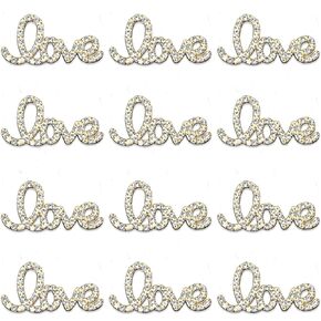 30 PCS Full Rhinestone Letter Love Embellishment Patch Phone Case Phone Back Beautification Decorations DIY Handicraft Accessories Gift Box Clothes Bag Flower Decor (Silver)