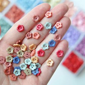 8mm/0.31" Tiny Plastic Flower Shape 2-Hole Buttons, Doll Buttons, Mini Buttons for Doll Clothes, Craft Supplies, in 22 Colors (20pcs)
