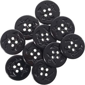 Mibo 10pcs Nylon Resin - 4 Hole - Debossed Naval Anchor - 36L(22mm) - Black in Kuwait