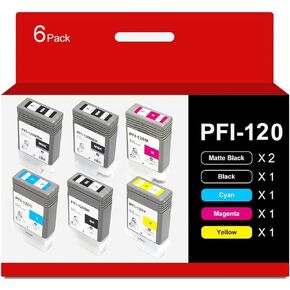 Compatible for Canon PFI-120 PFI-120MBK PFI-120BK PFI-120C PFI-120M PFI-120Y Ink Cartridges for Canon imagePROGRAF TM-200 TM-205 TM-300 TM-305 6-Pack 130ML