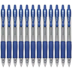 Pilot G2 Retractable Rollerball Gel Pens, Ultra Fine Point, 0.38mm, Blue Ink, 12 Count