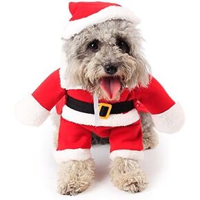 Dog Cat Christmas Costume, Funny Pet Cosplay Clothes Santa Claus Dog Costume Suit with a Cap, Puppy Xmas Outfit Party Costume Dog Cat Warm Xmas Coat Winter Clothes (X-Large)
