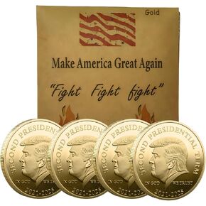 Trump 2024 Gold Coins Fighting for America, Donald-Trumps Coins Save America, Make America Great Again(MAGA), 40mm Gold Plated Commemorative Coins Gift, Trump Merchandise